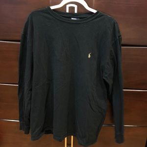 Men’s black long sleeve polo shirt. Size L